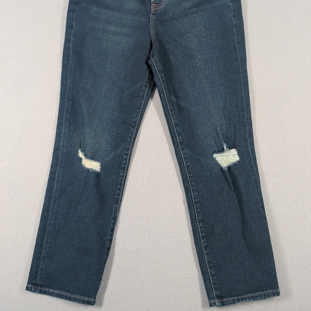 Express Slim High Rise Jeans Womens 2S‎ Dark Wash Distressed Denim Skinny